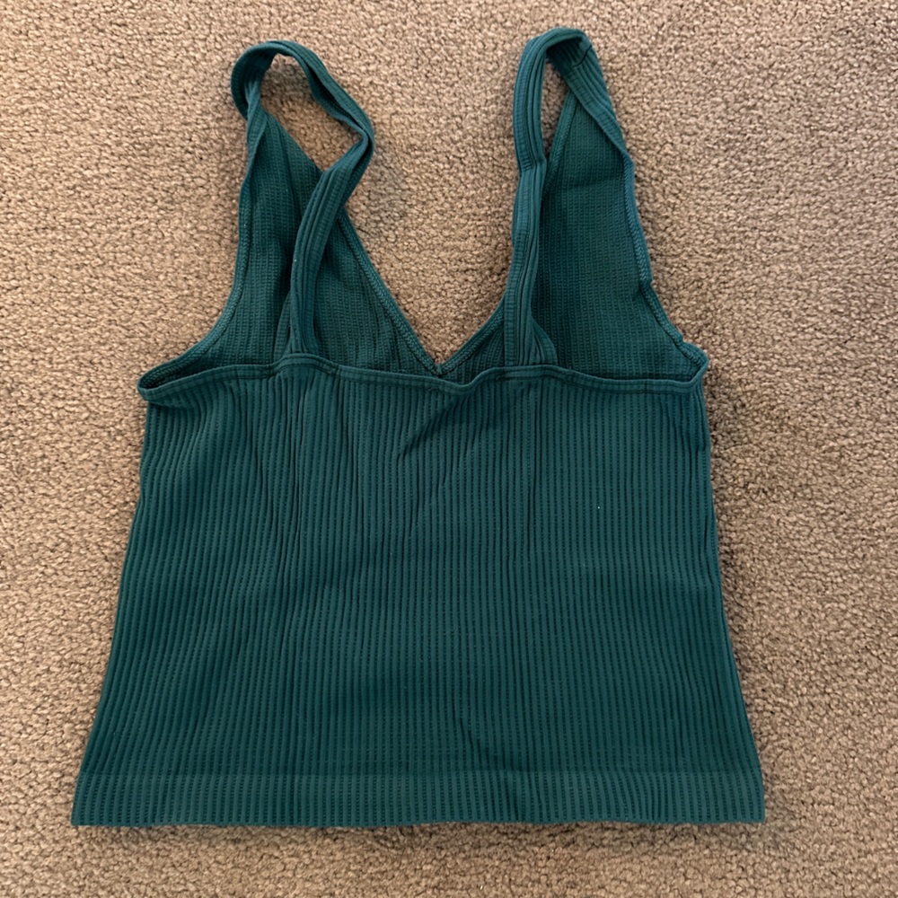 Green Ribbed Crop Tank Top - Picture 2 of 2